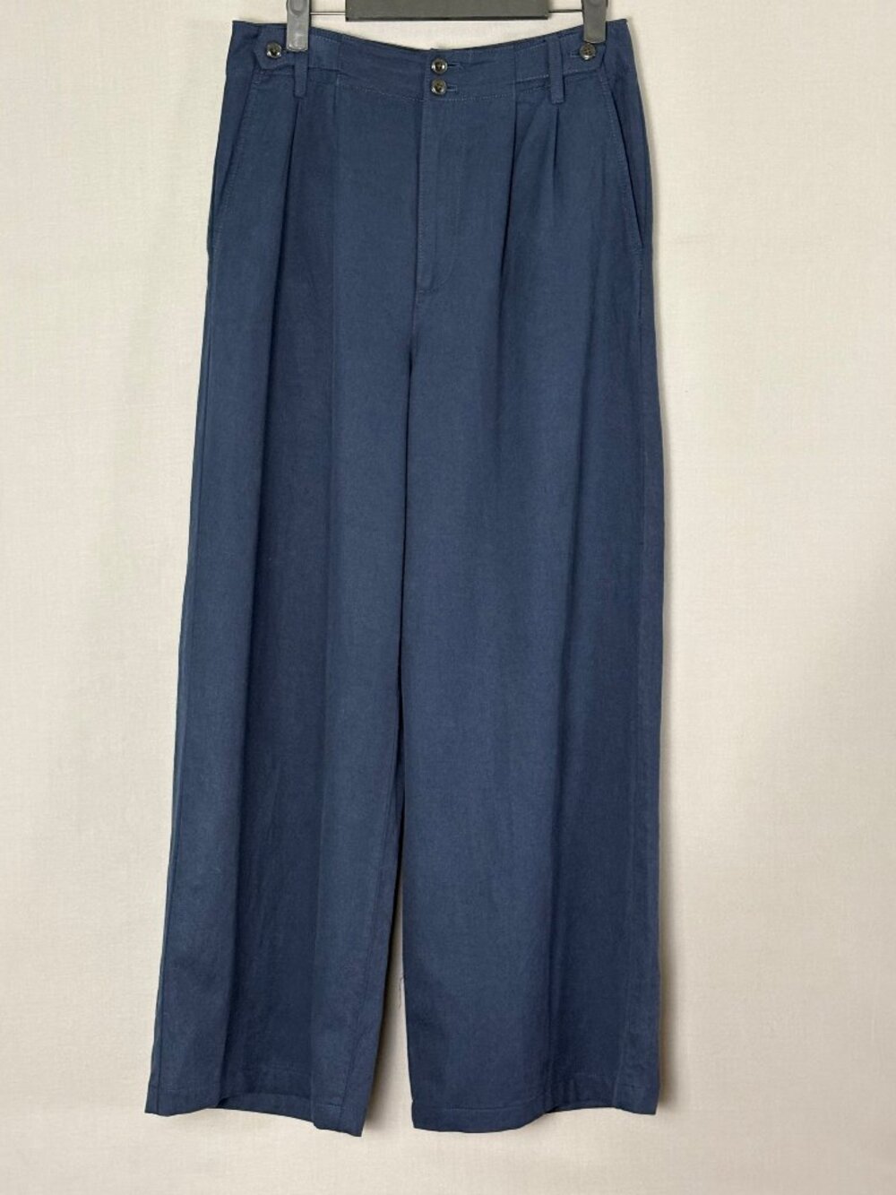 Madewell The Harlow Wide Leg Pants Size 6 Blue Lyocell Linen Blend High Rise